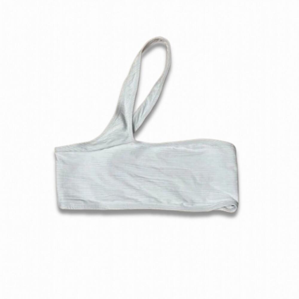 Topshop Bikini Swim Top One Shoulder Asymmetric Cut Out Stretchy White W 8 NWOT